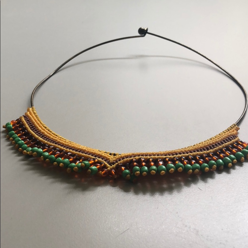 Spanish crochet brass collar necklace
